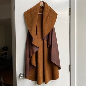 Genuine leather - reversible vest shawl - one size